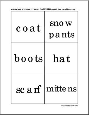 Matching: Winter Clothing Words (preschool/primary)