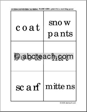 Matching: Winter Clothing Words (preschool/primary)