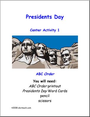 Presidents Day – ABC order Learning Center