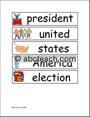 Presidents’ Day (primary) Word Strips with Pictures