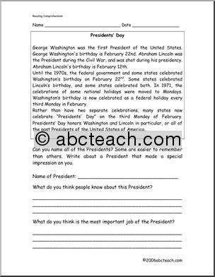 Writing Prompt: Presidents’ Day (primary/elementary)