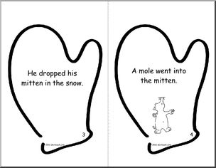 Shapebook: The Mitten for Early Readers 2 (b/w) (kindergarten/primary)