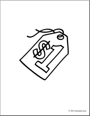 Clip Art: Basic Words: Price (coloring page)