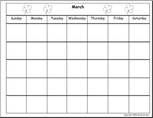 Calendars: Blank Monthly Calendars (primary) | Abcteach