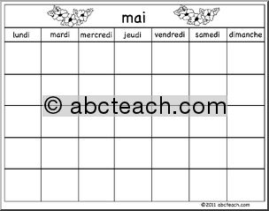 French: Calendar: Calendrier modÃ‹le-mai