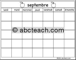 French: Calendar: Calendrier modÃ‹le-septembre