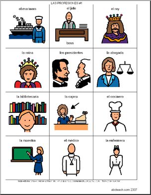 Spanish: Poster de vocabulario – Oficios y profesiones (elementaria)