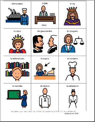 Spanish: Poster de vocabulario – Las profesiones 1