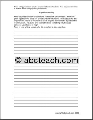 Ten Pages (middle school) Writing Prompts