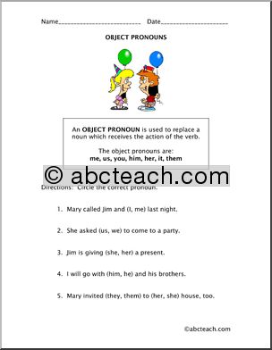 Object Pronouns (elem) Rules and Practice