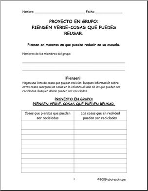 Spanish: Proyecto en Grupo: Reusar (elementaria/secundaria)