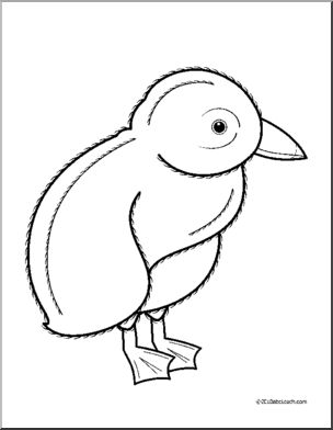 Clip Art: Baby Animals: Puffin Chick (coloring page)