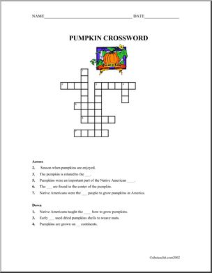 Crossword: Pumpkins (elementary)