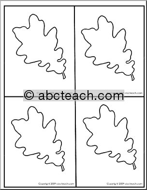 Punch Pin Card: Oak Leaf outline- 4 per page (Montessori/preschool)