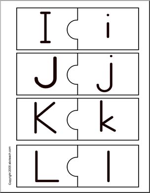 Puzzles: Alphabet Upper – Lower Case Match – b/w (pre-K/primary)