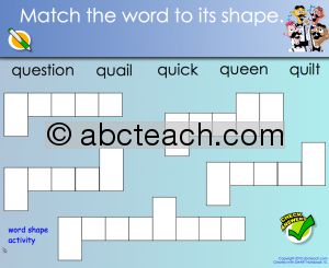 Interactive: Notebook: Phonics: Letter “Q” (Word Shape)