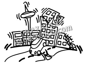 Clip Art: Basic Words: Quake (coloring page)