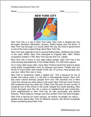 Comprehension: New York City (primary/elem)