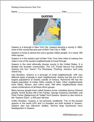Comprehension: New York – Queens (primary/elem)