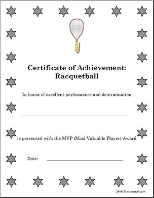 Sports Certificates: Racquetball