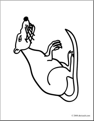 Clip Art: Basic Words: Rat (coloring page)