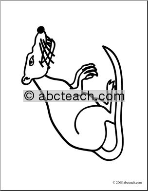 Clip Art: Basic Words: Rat (coloring page)