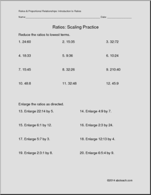 Math: Ratios – Scaling Practice (grade 6)