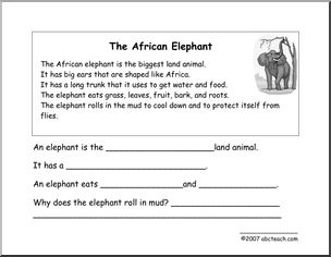 Comprehensions: African Animals (primary)