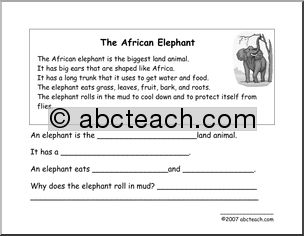 Comprehensions: African Animals (primary)
