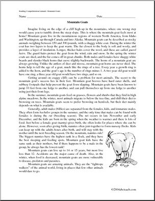 Comprehension: Mountain Goats (upper elem/middle)