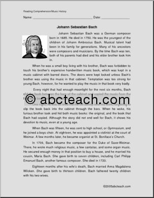 Biography: Johann Sebastian Bach (upper elem/middle)