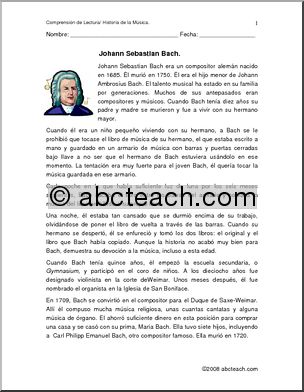 Spanish: ComprensiÃ›n de Lectura – Bach (elementaria/secundaria)