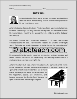 Biography: Bach’s Sons (upper elementary/middle)