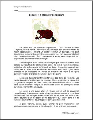French: Le castor:  l’ingÃˆnieur de la nature