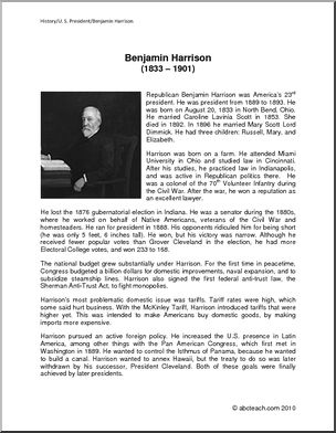 Biography: U. S. President Benjamin Harrison (upper elem/middle)