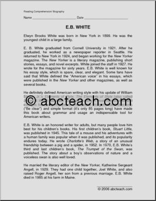 E. B. White (upper elem) Biography