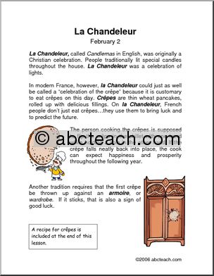 Comprehension: La Chandeleur (upper elem)