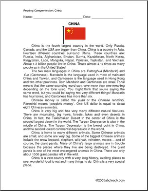 Comprehension: China (elementary)