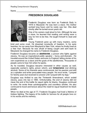 Biography: Frederick Douglass (upper elem/ middle) – Abcteach