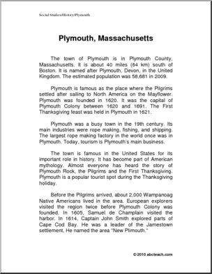 Comprehension: U.S. Landmark – Plymouth (elem)