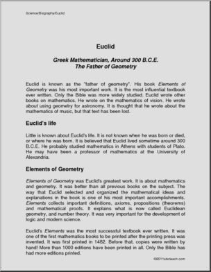 Biography: Euclid Greek Mathematician (elem)