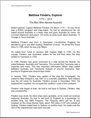 Biography: Australian Explorer Matthew Flinders (elem)