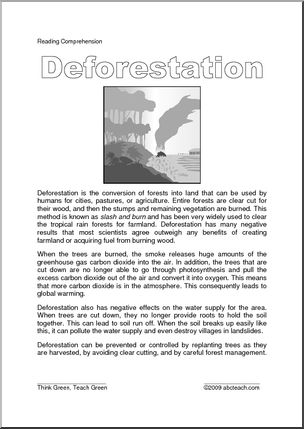 Comprehension: Deforestation (upper elem/middle)