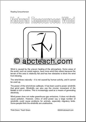 Comprehension: Natural Resources – Wind (upper elem/middle)