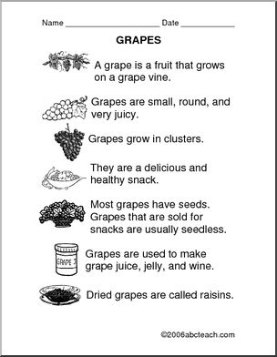 Comprehension: Grapes (primary)