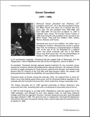 Biography: U.S. President Grover Cleveland (upper elem/middle)