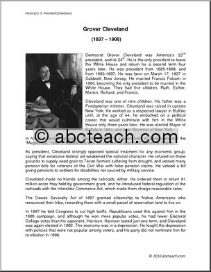 Biography: U.S. President Grover Cleveland (upper elem/middle)