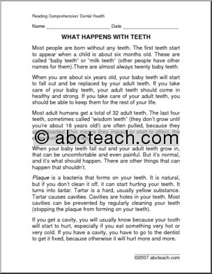 Comprehension: Teeth (elementary)