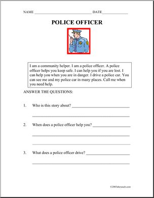 Comprehension: Occupation – Police Officer (primary)
