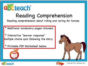 Interactive: Flipchart: Reading Comprehension: Horses (elem/upper elem)